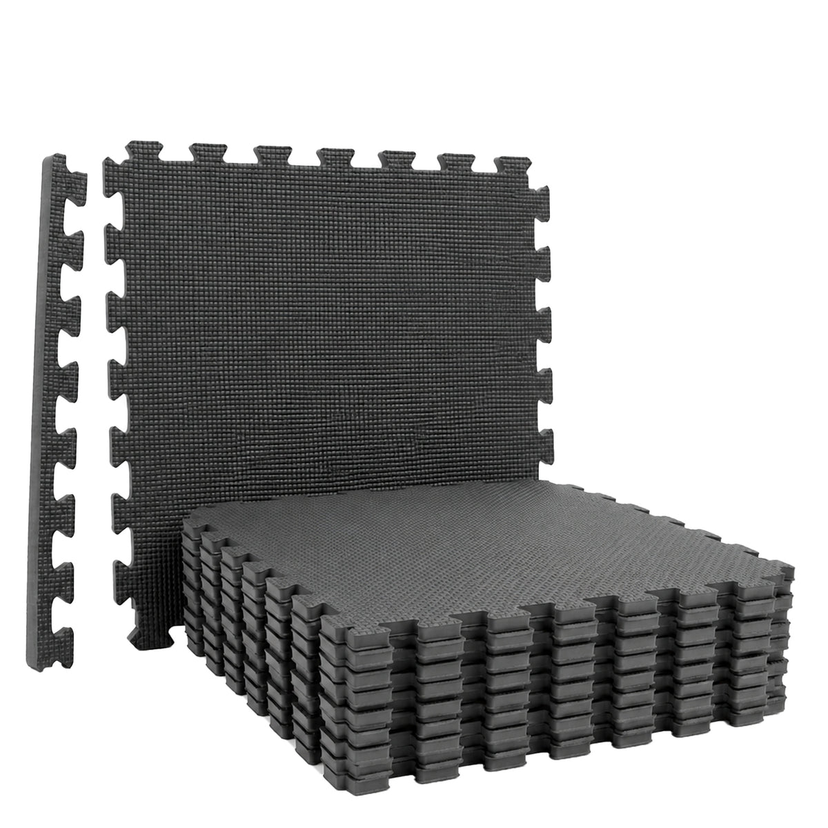 Zwart interlockend schuim puzzelmat met noppen, gestapelde 60×60 tegels