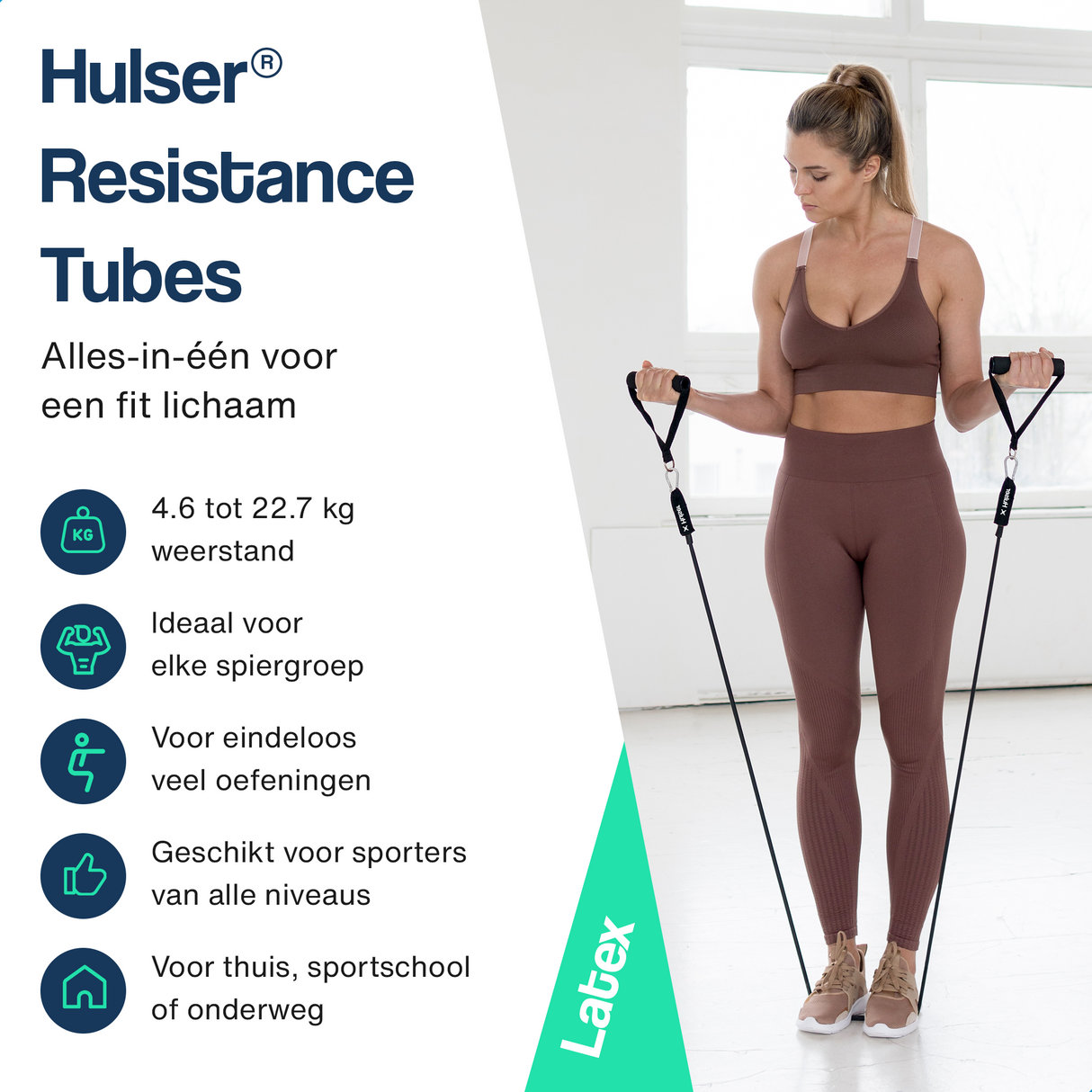 Latex Tubes Weerstandsbanden set 120 cm - 12-delig - 4 tot 23 kg