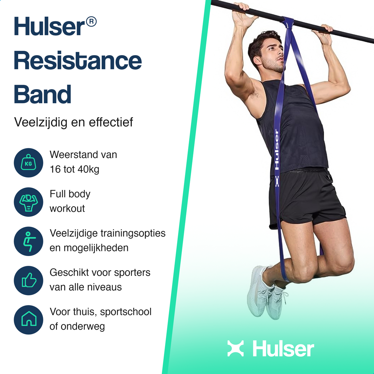 Weerstandsband 104 cm - 16 tot 40 kg - Paars