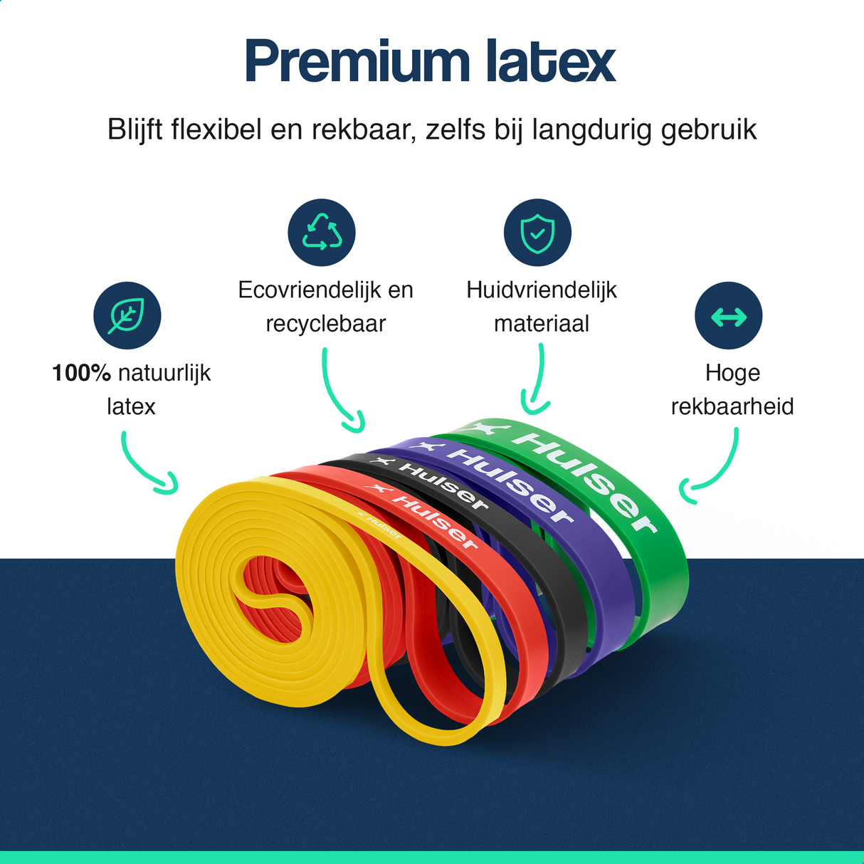 Weerstandsbanden set 104 cm met deuranker - 6-delig - 2 tot 55 kg