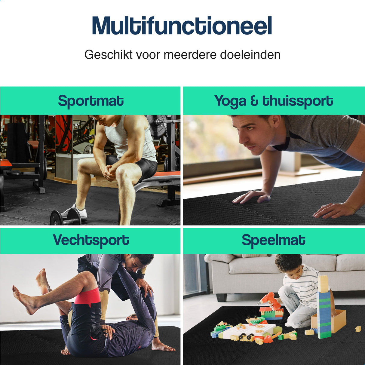 Puzzelmat - 60 x 60 x 1,2 cm - 18 stuks - 6,48 m2