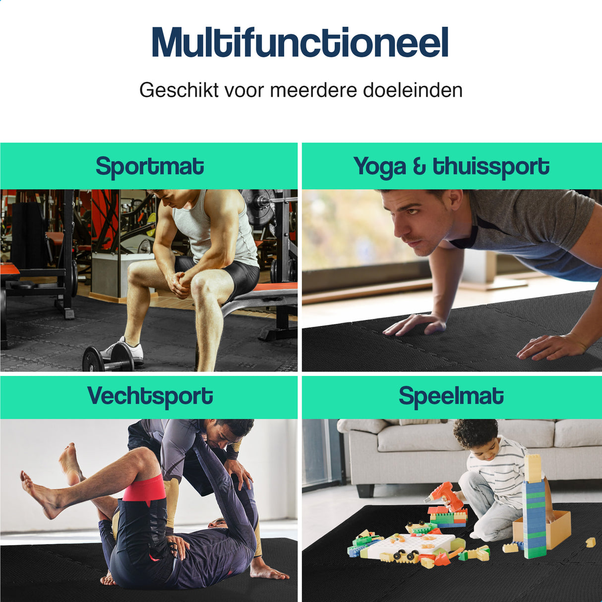 Puzzelmat - 60 x 60 x 1,2 cm - 12 stuks - 4,32 m2