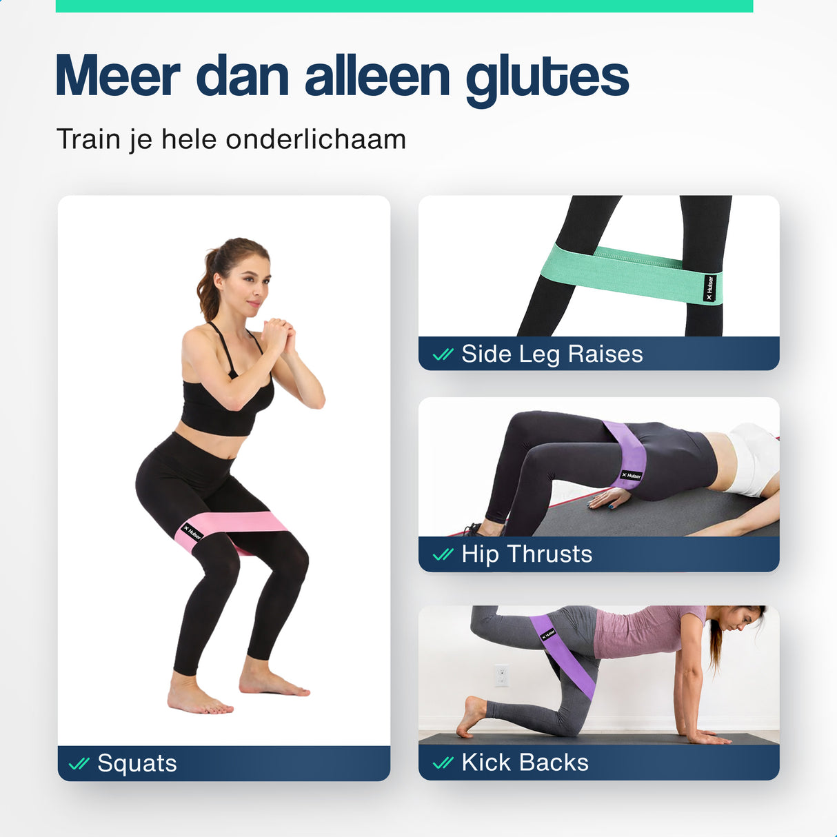 Weerstandsbanden set - 3-delig - 8 tot 32 kg - Roze