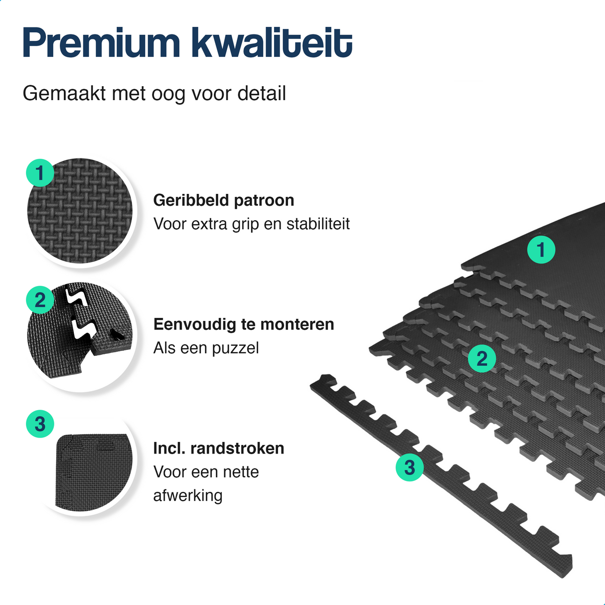 Puzzelmat - 60 x 60 x 1,2 cm - 18 stuks - 6,48 m2