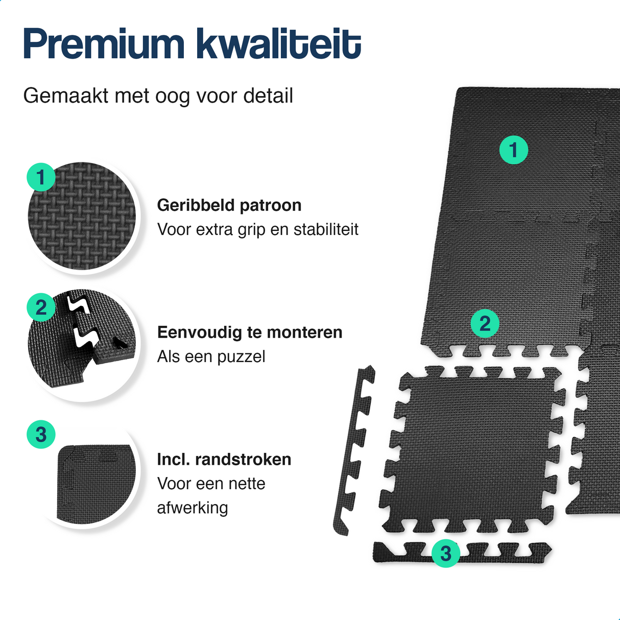 Puzzelmat - 30 x 30 x 1 cm - 48 stuks - 4,32 m2