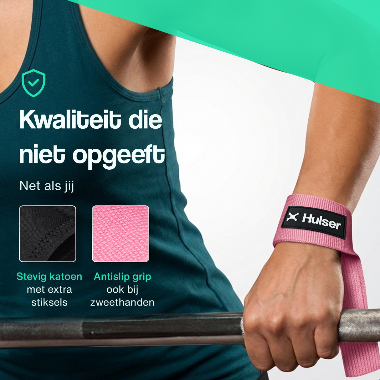 Fitness enkelbanden met lifting straps bundel - Roze