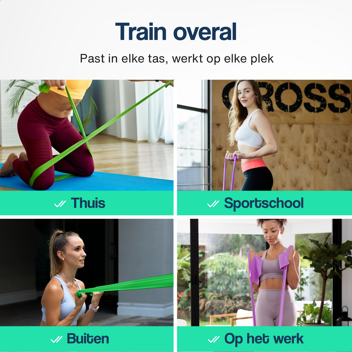 Weerstandsbanden set 200 cm - Lang - 5-delig - 4,5 tot 27 kg