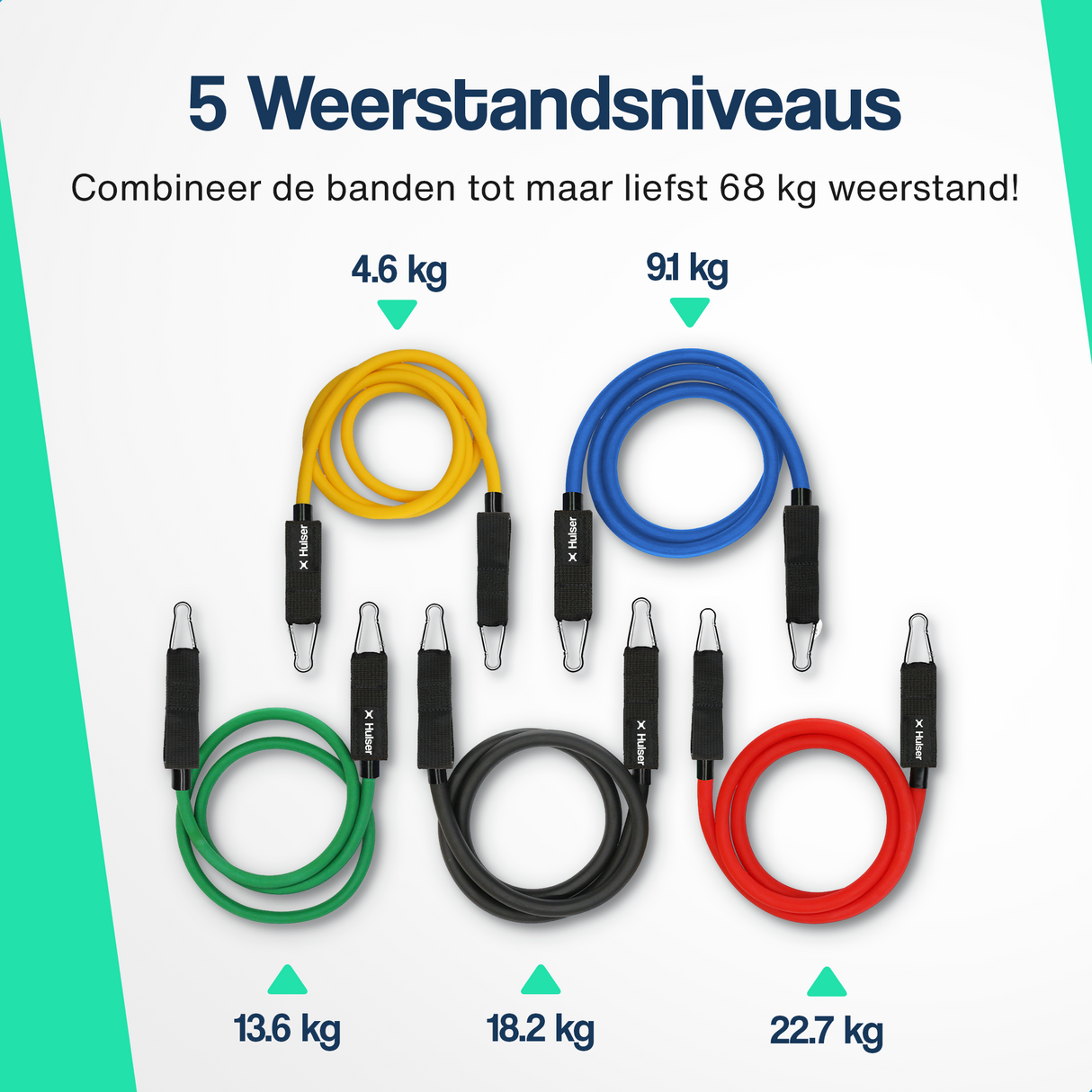 Latex Tubes Weerstandsbanden set 120 cm - 12-delig - 4 tot 23 kg