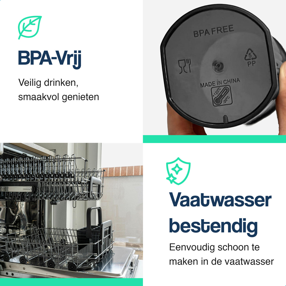 Shakebeker - 600ml - Zwart - 3 stuks