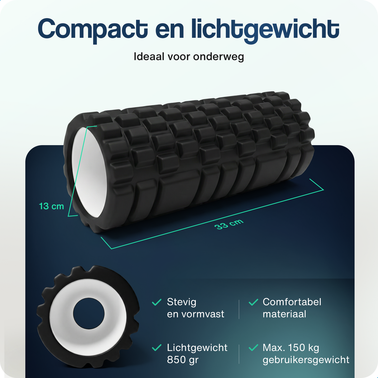 Foam roller - 33 cm - Zwart