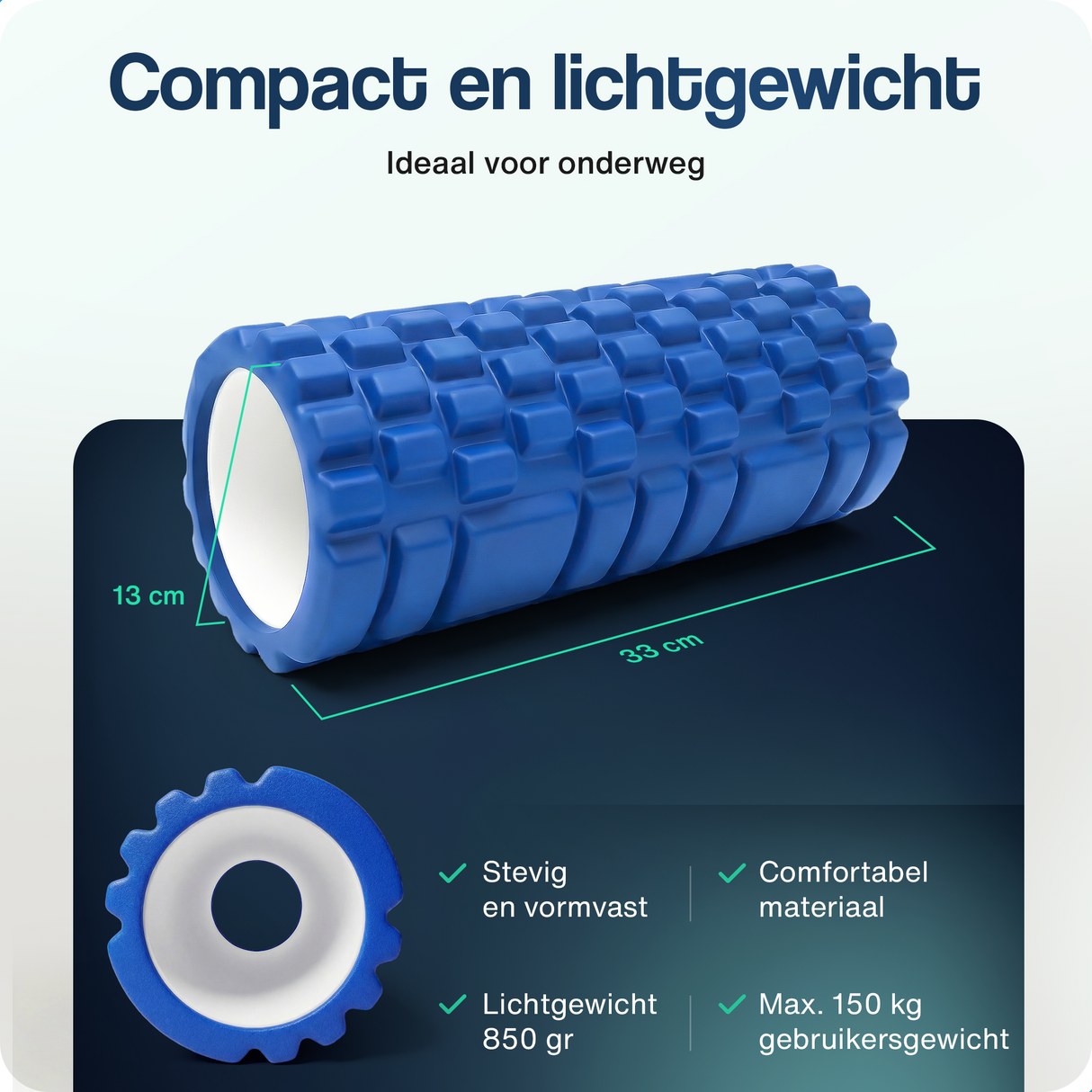 Foam roller - 33 cm - Blauw