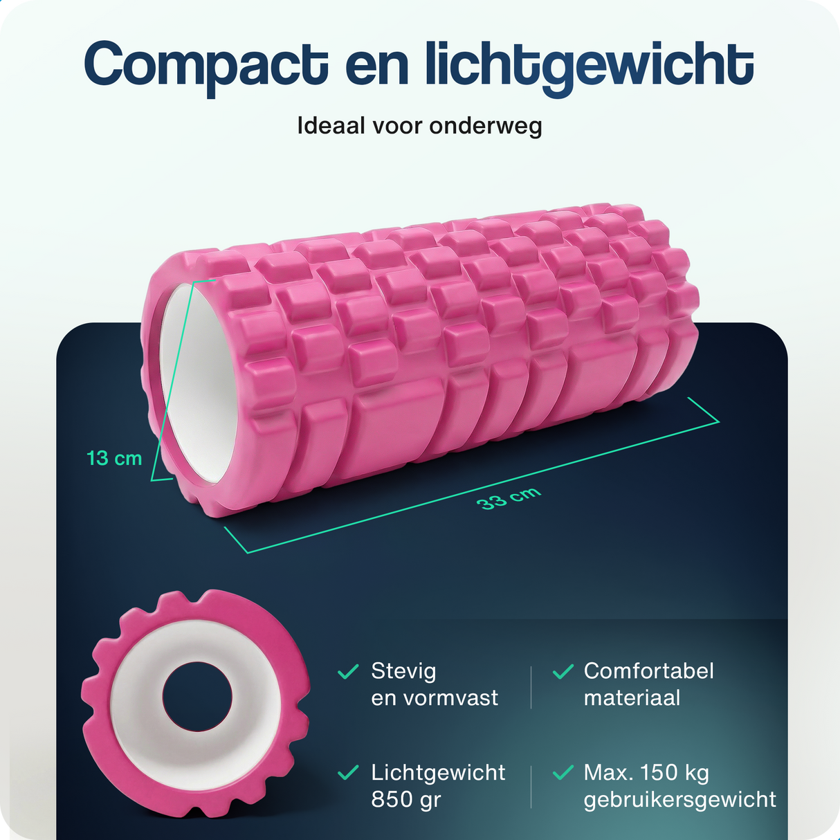 Foam roller - 33 cm - Roze
