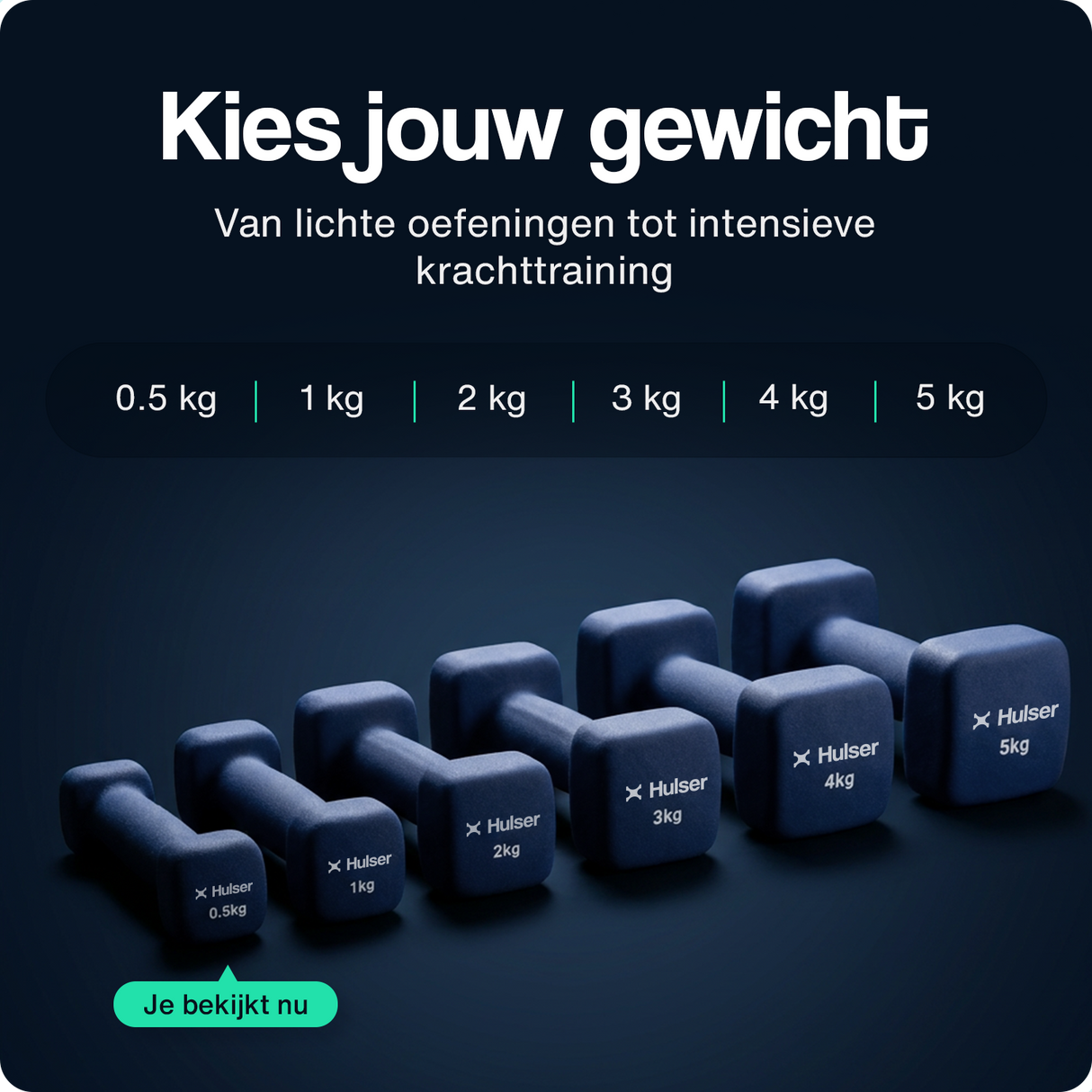 Gewichtenreeks met neopreen dumbbells, set met blauwe halters van 0,5 kg