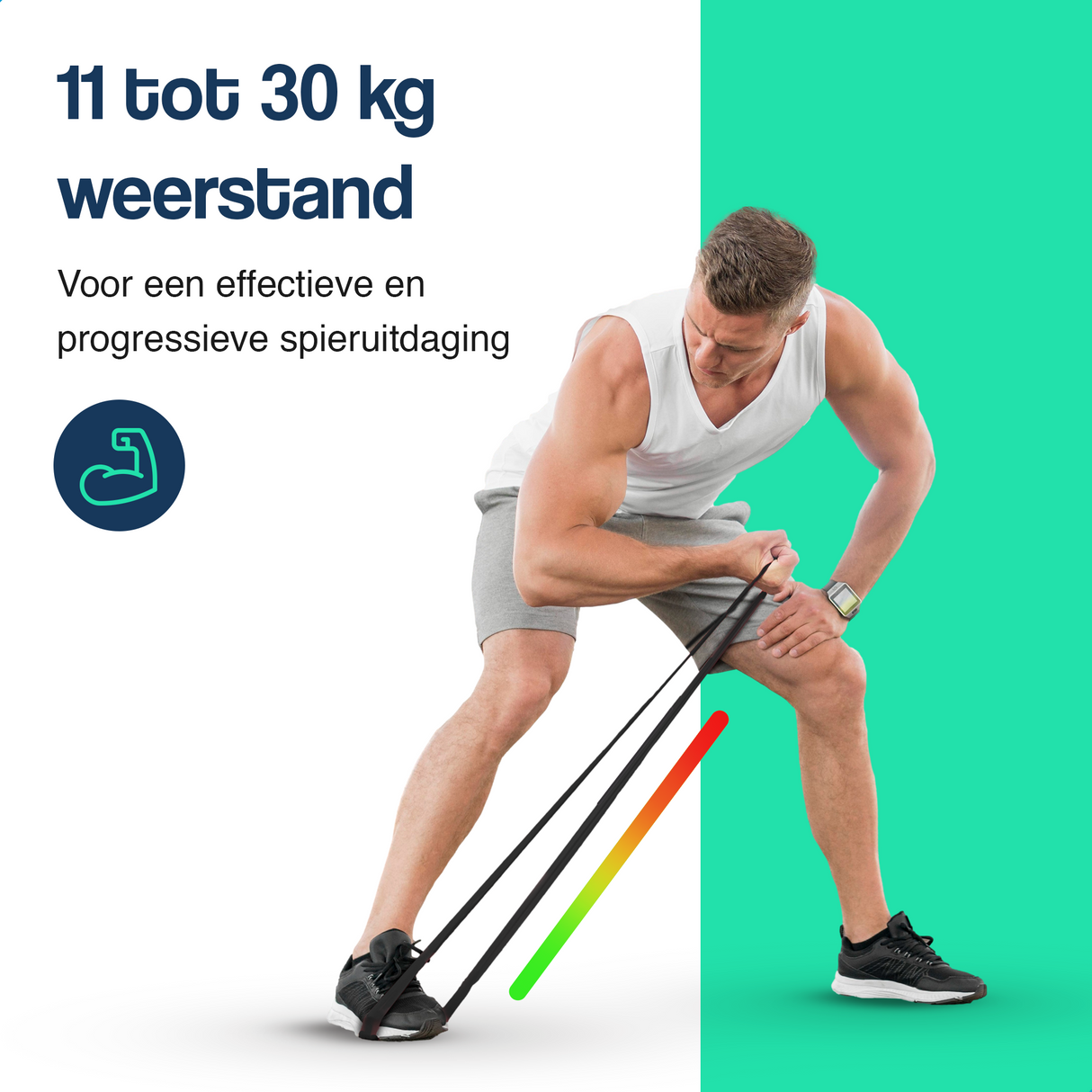 Weerstandsband 104 cm - 11 tot 30 kg - Zwart