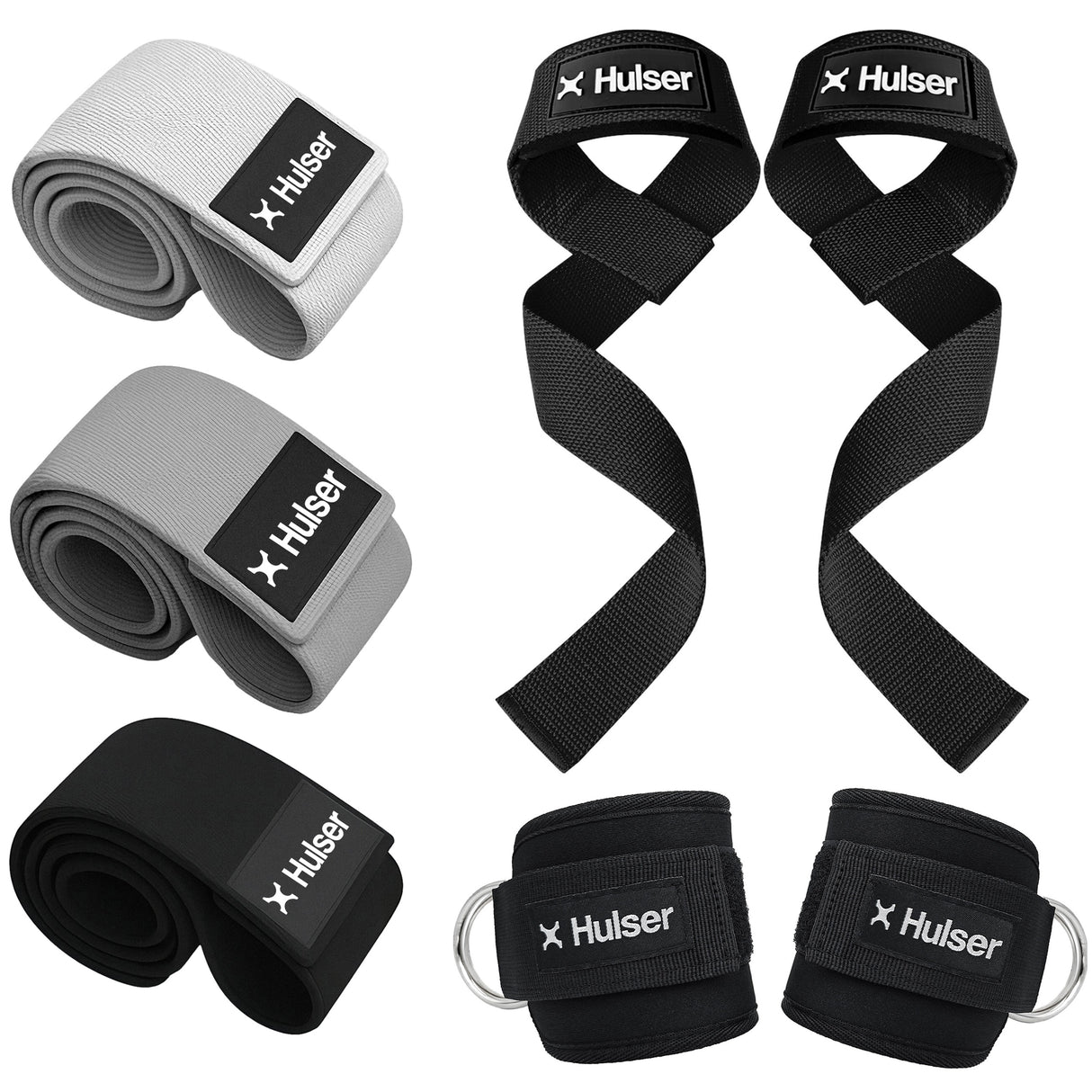 Fitness enkelbanden met lifting straps en weerstandsbanden bundel