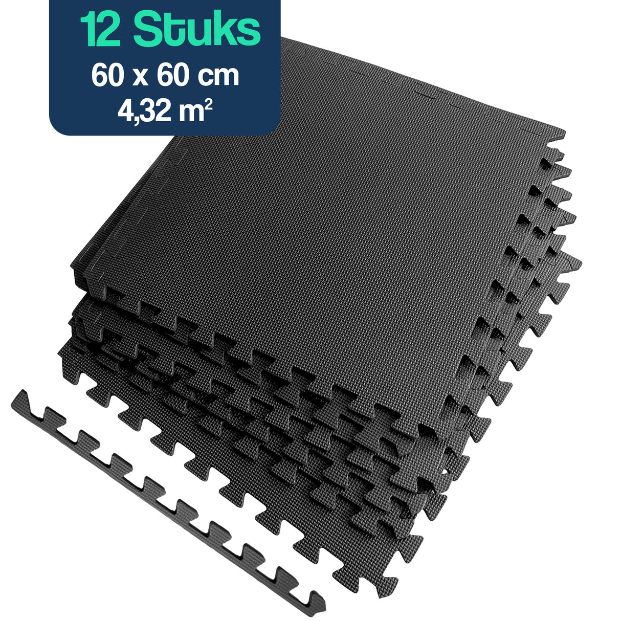 Puzzelmat - 60 x 60 x 1,2 cm - 12 stuks - 4,32 m2