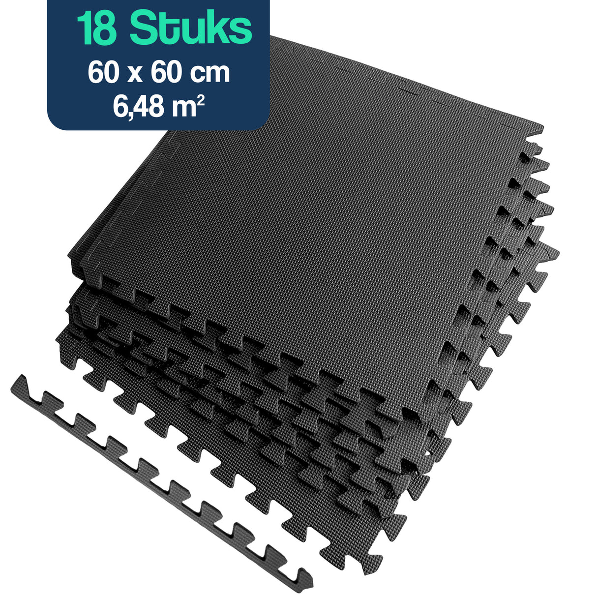 Puzzelmat - 60 x 60 x 1,2 cm - 18 stuks - 6,48 m2