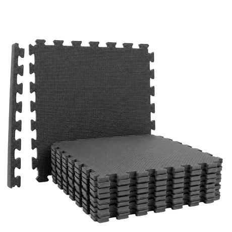 Zwart interlockend schuim puzzelmat met noppen, gestapelde 60×60 tegels