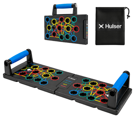 Push-up board met 24 gekleurde grepenringen en twee handgrepen