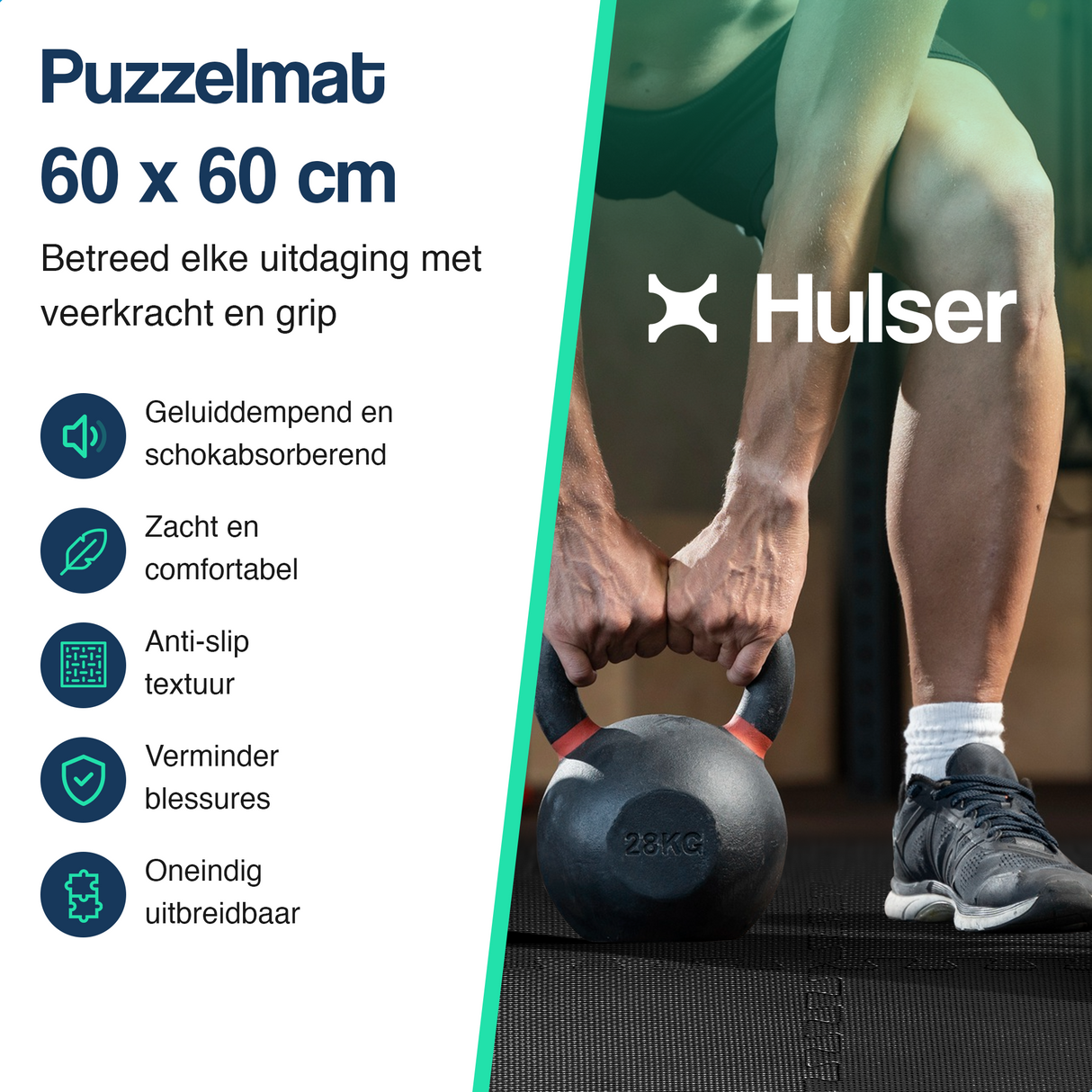 Puzzelmat - 60 x 60 x 1,2 cm - 18 stuks - 6,48 m2