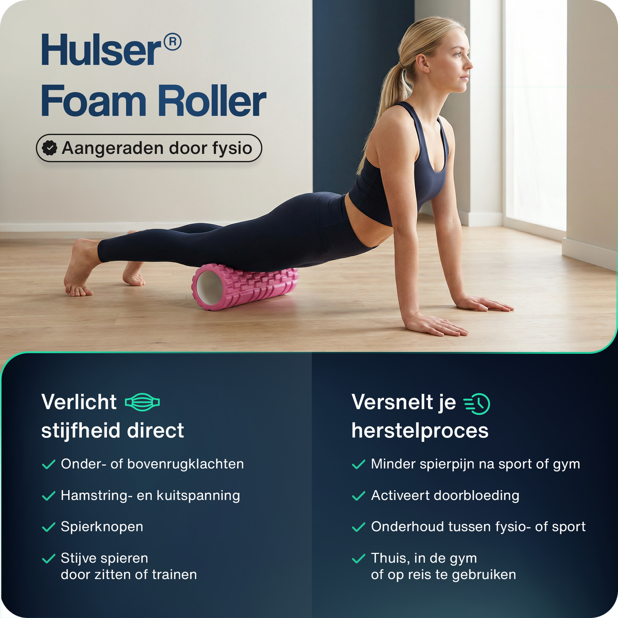 Foam roller - 33 cm - Roze