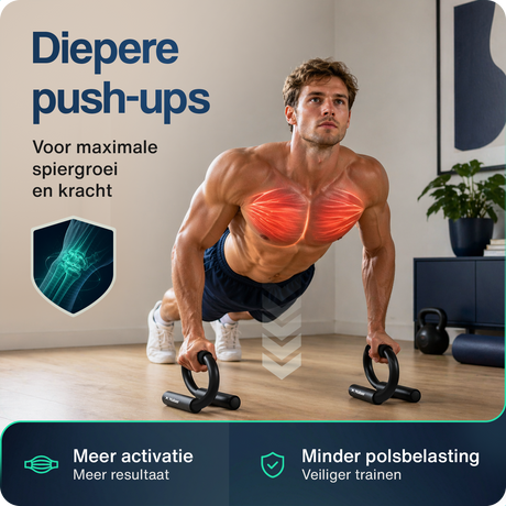 Zwarte push-up bars met schuimgrepen en antislipvoeten, set