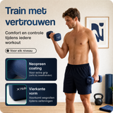 Neopreen dumbbellset van 2x4 kg, donkerblauwe halters in hand van sporter