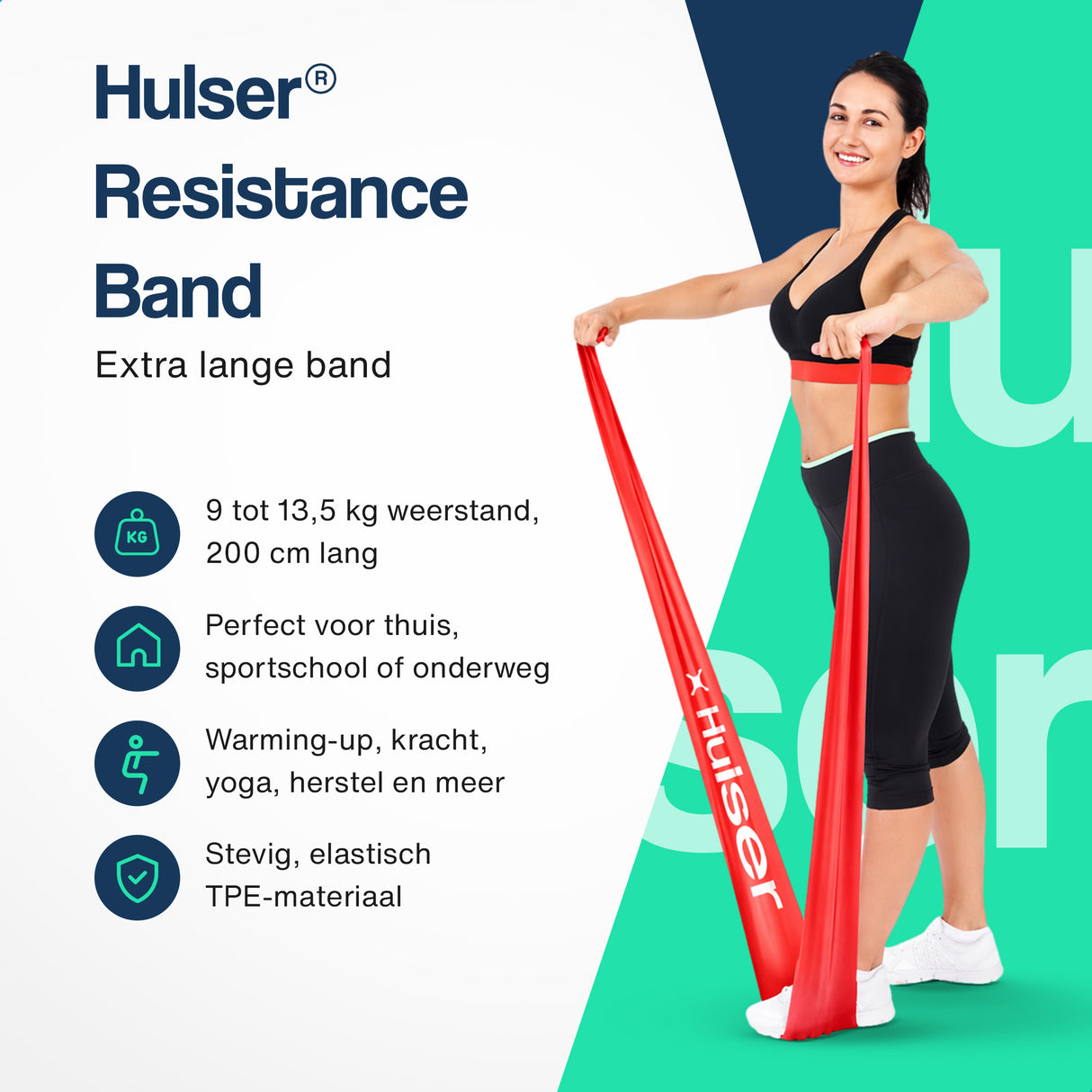 Lange weerstandsband 200 cm - 9 tot 13,5 kg - Rood