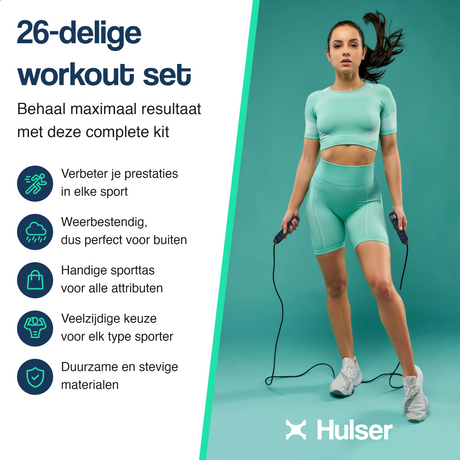 Blauwe trainingsset met korte mouw crop top en fietsbroek