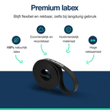 Zwarte Hulser weerstandsband van premium latex, opgerold in boog