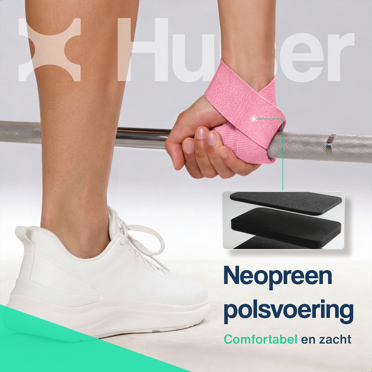 Fitness enkelbanden met lifting straps bundel - Roze