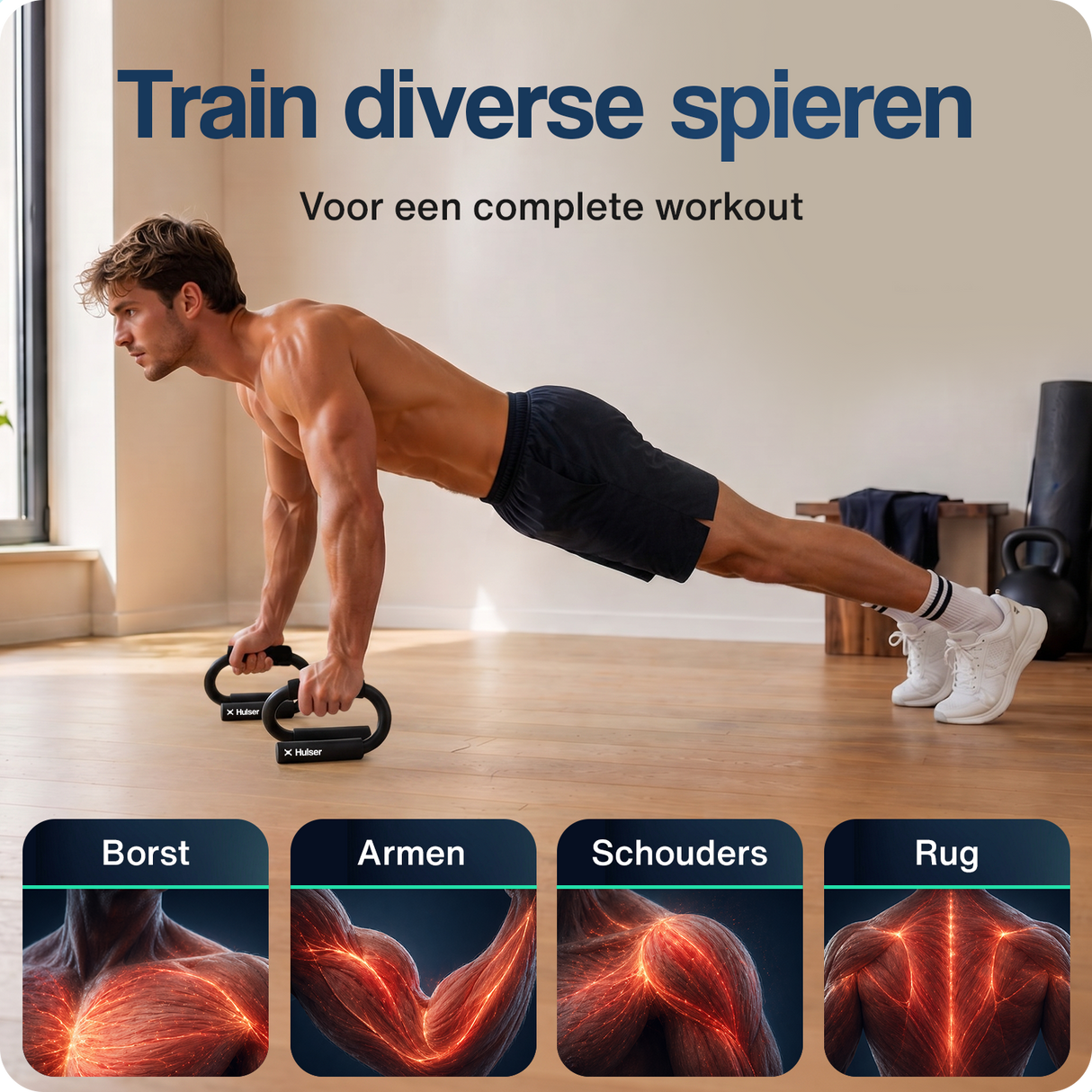 Opdruksteunen - Push-up bars - Metaal - Zwart
