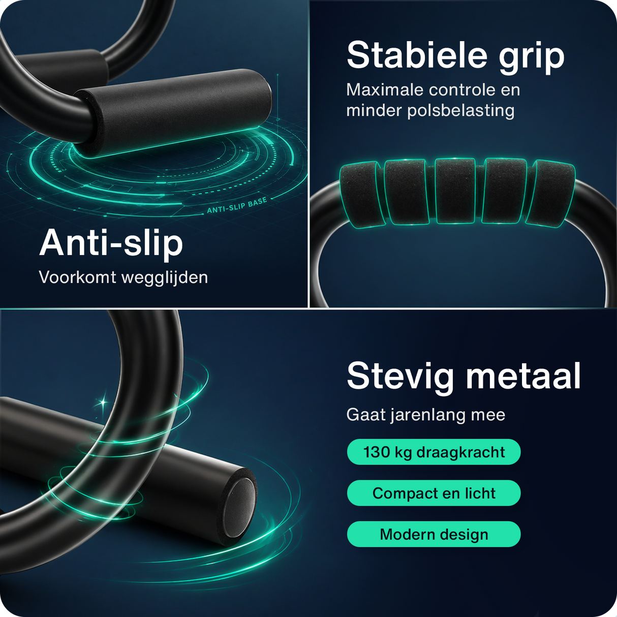 Opdruksteunen - Push-up bars - Metaal - Zwart