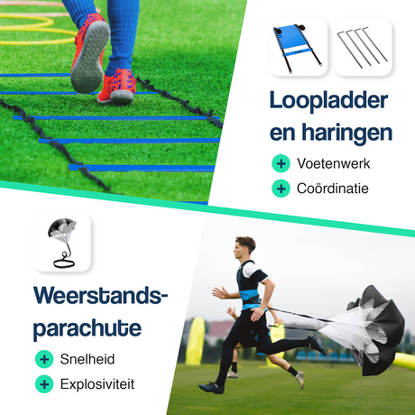Looplader met haringen en weerstandsparachute