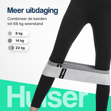 Weerstandsbanden set - 3-delig - 8 tot 32 kg - Grijs