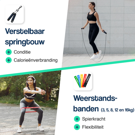Verstelbaar springtouw en weerstandsbanden