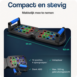 Push-up bord met 14 posities en inklapbare handvatten, compact en robuust
