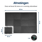 Puzzelmat - 30 x 30 x 1 cm - 36 stuks - 3,24 m2