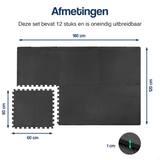 Puzzelmat - 60 x 60 x 1,2 cm - 12 stuks - 4,32 m2