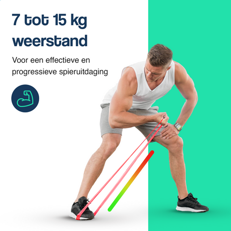 Weerstandsband, rode band; geschikt voor 7 tot 15 kg weerstandstraining
