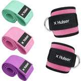 Fitness enkelbanden met weerstandsbanden bundel - Roze