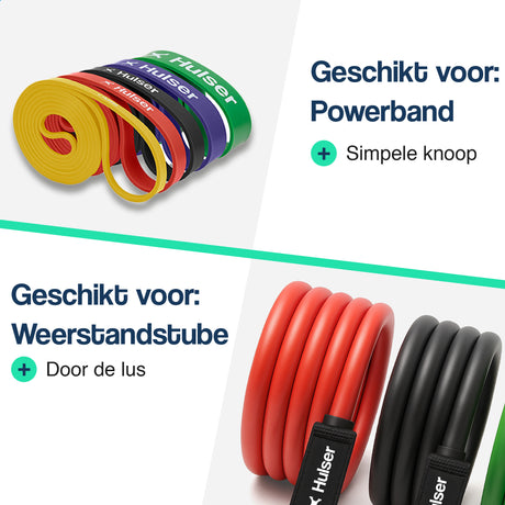 Deuranker voor weerstandsbanden met zwarte riem en set weerstandsbanden