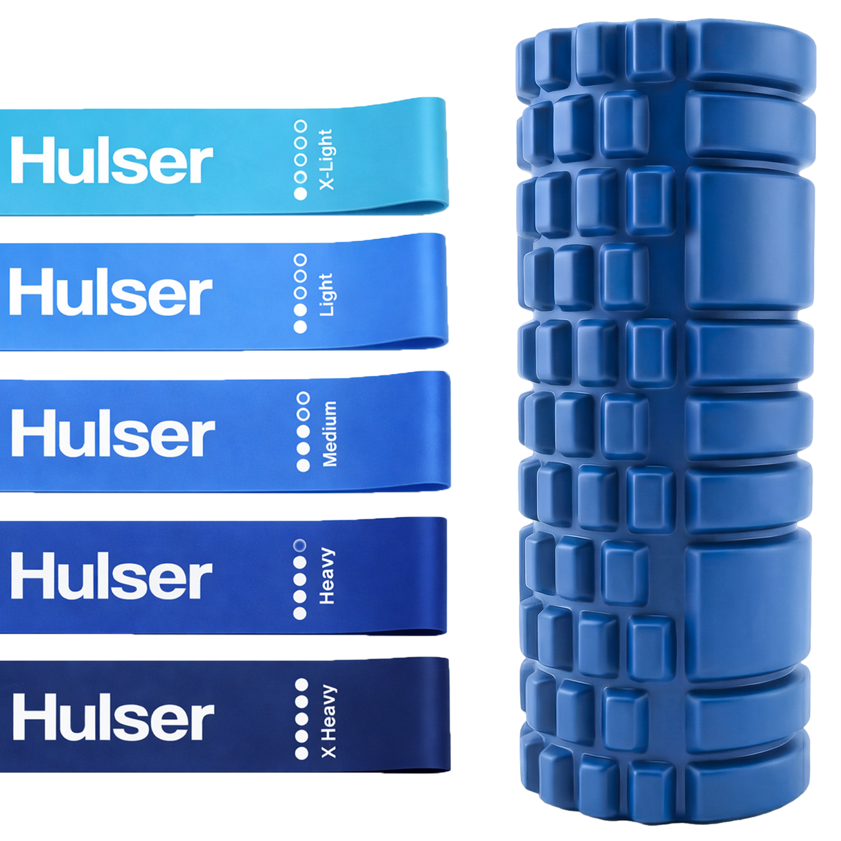 Foam roller met mini weerstandsbanden bundel - Blauw