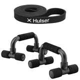 Zwarte Hulser weerstandsband met push-up handgrepen en drievoeten