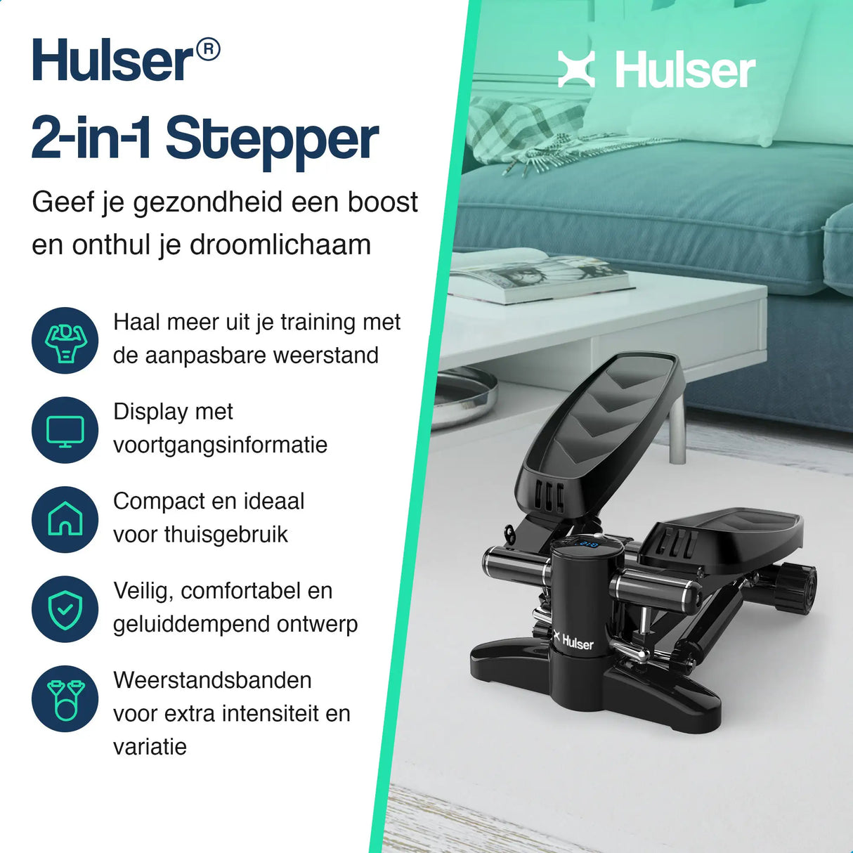 Hulser Stepper met display - Verstelbaar - Met weerstandsbanden